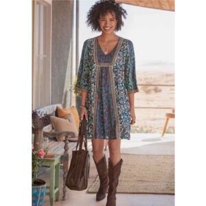 Sundance Sweet Whispers Mini Dress Womens Sz M Floral Patchwork Boho Hippie